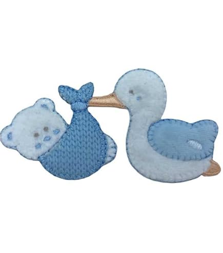Applicazione Termoadesiva Orsetto Bianco E Celeste Con Fiocco – 16x14 Cm Per Abbigliamento E Accessori Bambini