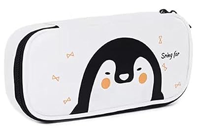 Rashen (TM) Grand Trousse de Rangement à crayons de maquillage Pochette sac à fermeture éclair (pingouin blanc)