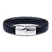 Titanium Steel Leather Bracelet for both Men and Women (21cm, Black)