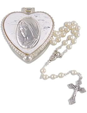 Rosenkranz feine Perlen Ausführung , Rosary, in hochwertigem Maria Herz Schmuckkästchen