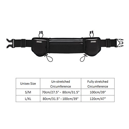 Zikee Trinkgürtel, Sport Hüfttasche Geeignet für Männer & Frauen, Einstellbarer und stabil Taille Pack für Joggen, Wanderung, Passend für Handy 6 Zoll - 2