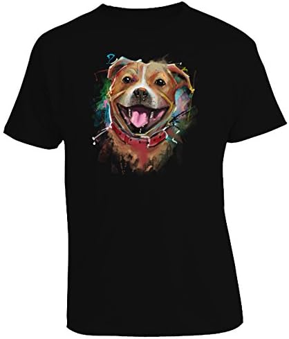 The Groovy Art - Staffordshire Bull Terrier Dog Painting - Mens T-Shirt - Black X-Large
