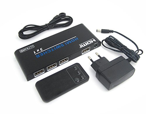 WINGONEER 3×1 HDMI Switch / Verteiler / Rangierlok UHD 4K HDMI 2.0 HDCP 2.2 3D 1080P DVI1.0 Full HD 3 In 1 Out mit Fernbedienung - 5