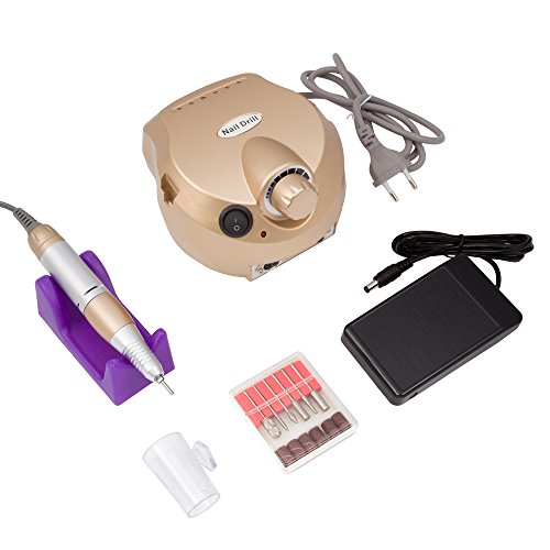 Ponceuse à Ongles Professionnelle, Blinngo Polisseur à ongles Electrique Or,30000 RPM machine à polir des ongles avec 6 embouts ponçage pour ongles, manucure, Pédicure, gommage, polissage, meulage