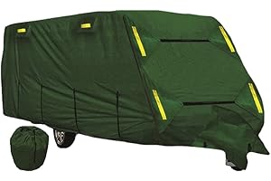 UK Custom Covers CC794GREEN Caravan Cover 4 Ply Breathable Heavy Duty with FREE Hitch Cover Green - To Fit 12-14ft