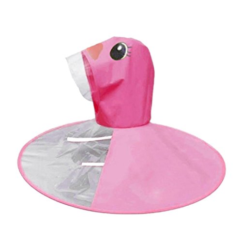Preisvergleich Produktbild YunYoud Niedlich Kinder Regenjacke Mädchen Jungen Regen Regenschirm Hut Magische Hände frei Regenmantel Kinder Karikatur Wasserdicht Mantel mit Kapuze Regentag Draussen Sport Kleidung (S, Pink)