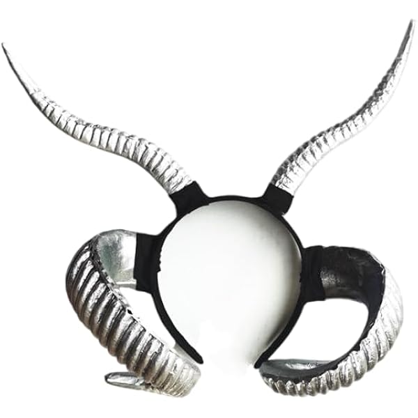 Bandeau Cornes De Chèvre Gothique Avec Voile Noir - Costume Cosplay Halloween, Reine Démon, Accessoire Fête