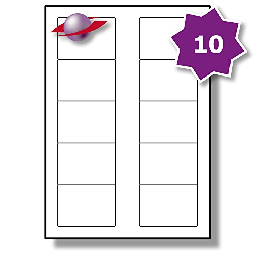 Label Planet® 10 Per Page/Sheet, 5 Sheets (50 Sticky 3.5" DISKETTE Labels), White Blank Matt Plain A4 Stickers, for Laser/Copier or Inkjet Printer, UK LP10/70, 70 x 52 MM, General Use/All Purpose