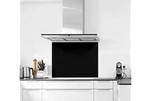 BELOFAY 60x80cm Black Tempered Glass Splashback for Kitchen, 6mm Toughened Glass Heat Resistant Splashbacks for Cookers