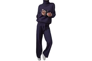 Minetom Tuta da Ginnastica Donna Tute Pullover a Collo Alto Maglione + Pantaloni Set Training Sportivo a Maglia Completo Sportswear 2 Pezzi