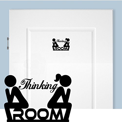 Thinking Room WC Aufkleber Türaufkleber Badezimmer Toiletten Wandtattoo (SCHWARZ)