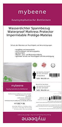 mybeene Matratzenschoner wasserdicht mit einem Rundumgummi | Frottee | wasserundurchlässig | atmungsaktiv | geruchlos | trocknergeeignet | Spannbezug Matratzenschonbezug Matratzenschutz Inkontinenz Spannbettlaken | weiß (90×200) - 5