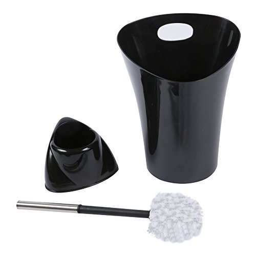 Zuvo Badzubehör-Set, mit Abfalleimer, Seifenschale, Lotionspender, Zahnbürstenhalter, Zahnputzbecher, WC-Bürste, 6-teilig schwarz - 2