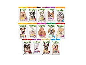 Jerhigh Dog Treats Carrot + Spinach + Strip + Stick + Banana + Blueberry + Strawberry + Salami + Bacon + Cookie + Jerky + Duck + Liver + Milk Made Combo of 14 Sold by DogsNCats