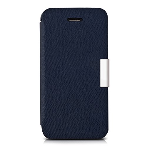 kwmobile Funda para Apple iPhone 4   4S - Carcasa con  Tapa Tipo Libro  para m  vil - Case Protector en  Azul Oscuro 