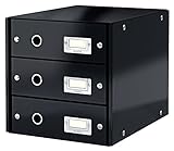 Leitz Bloc de Classement, 3 Tiroirs, A4, Click & Store, 60480095 - Noir