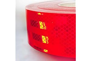 STICKERSLAB GHIRARDI StickersLAb - Pellicola adesiva omologata retroriflettente 3M Diamond Grade 983 per la bordatura dei veicoli Rosso Bianco o Giallo al metro (1 Metro, Rosso)