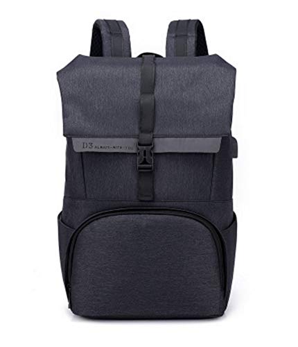 Preisvergleich Produktbild SHUANGJIA Rucksack mit großer Kapazität Smart USB aufladbarer Reiserucksack Casual Herrenrucksack, Black