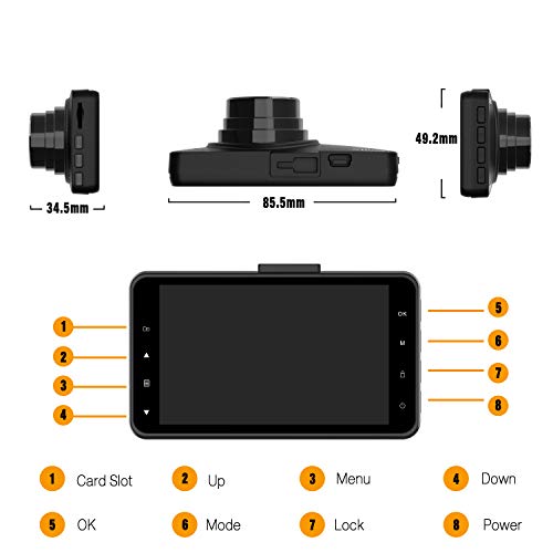 Lamtto Autokamera Full HD 1080P Dashcam Armaturenbrett Kamera 3 Zoll LCD-Bildschirm Video Recorder Fahren 170 ° Weitwinkel, G-Sensor, WDR, Parkmonitor, Loop-Aufnahme, Bewegungserkennung - 7