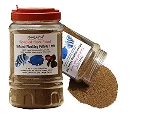 Maalavya Special Fish Food 1Kg +100g Free Fish Feed Good Fish Food for Aquarium 1kg Aquarium Fish Food Pellet Small Fish Aquarium Food Fish Pellet Food Fish 1kg Pellet Fish Food Feed (1 MM, Natural)