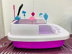 Cat Litter Tray with Rim/Semi Closed Style of Cat Litter Basin with Free Scoop -19.5X 14 x 9 Inches - central fish aquarium