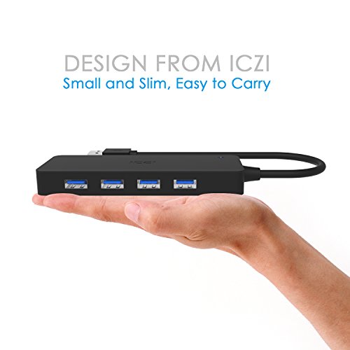 ICZI USB 3.0 HUB, 7x USB 3.0 Ports, vernickelt Stecker, schlank Entwurf mehr dünn, für Apple MacBook, Mac Mini, MacPro, Windows Laptops und Ultrabooks, sowie PCs und weiteren USB 3.0 kompatiblen Geräten (Schwarz) - 4