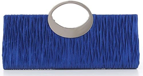 Nodykka Wedding Party Satin Pleated Rhinestone Clutch Bag Cross Body Handbag Purse (sapphire)
