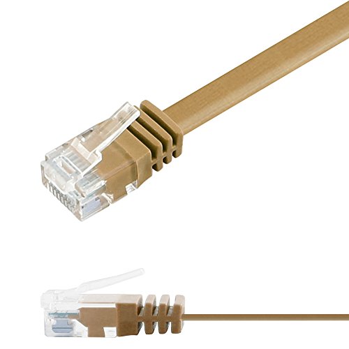 Ligawo 1014179.0 Patchkabel Netzwerkkabel Cat6 Flexibel Slim Design Flachkabel (20m) hellbraun