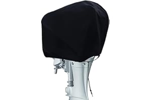 JUTTAUTO Outboard Engine Half Cover, Waterproof Oxford Fabric Hood, UV Resistant Boat Motor Protector, Fits Small Ship, Yacht, Marine, Barge Skiff, 15Hp