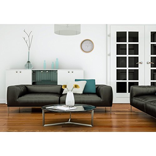 Hama Wanduhr, geräuscharme Uhr ohne Ticken, Holzrahmen, Punktedesign, 26 cm, hellgrau/weiß - 3