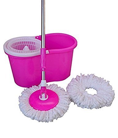 MOM'S GADGETS Bucket Mop Floor Cleaner 360 Degree Spin Floor Cleaner with Two Extra Refills Mop