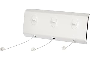 Leifheit Séchoir mural Rollfix 150 Triple Longline, Séchoir à linge à trois fils d’une longueur de 5 m chacun, étendoir à linge de 34 cm de large