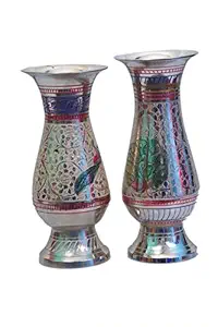 Craft Trade Antique Silver Flower Pot Vase Beautiful Design Perfect Showpiece for Home Office Decor