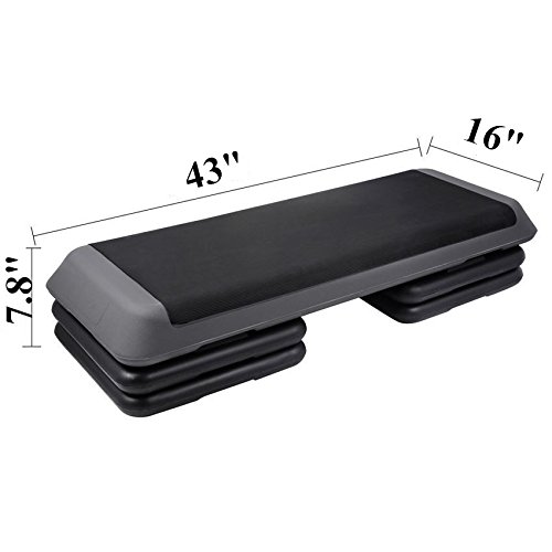 IUNNDS 109,2 cm Verstellbar Fitnesscenter Schritt Plattform für Sport & Fitness (schwarz & grau) - 3