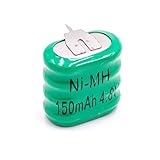 vhbw NiMH Ersatz Knopfzellen-Akku (4X Zelle) Typ 4/V150H 150mAh 4.8V passend für Modellbau-Akkus, Solar-Leuchten UVM.