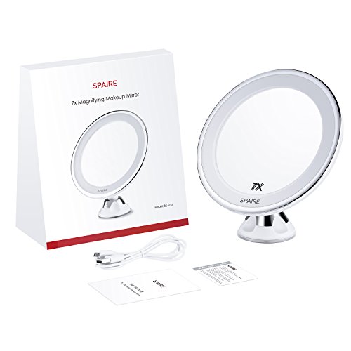 Spaire Vergrößerungsspiegel 7X LED Beleuchtender Kosmetikspiegel mit Starkem Saugnapf mit 360 Grad Drehbar Betriebene Batterie für Haus, Hotel und Reise - 8