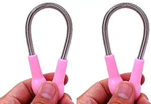Mopslik Facial Hair Remover ? - DIY Quick Smooth Effective Threading Tool ? Portable Epilator Spring Stick ? Natural Stainless Steel Extraction Device For Women (Pack Of 2)