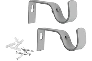 WARESHARK 2 x White Heavy Duty Metal Curtain Pole Bracket Holder Curtain Rod Support Wall Brackets Holders 2pcs