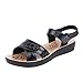 Produktbild Damen Sandalen Pantolette,  Plateau Offener Zeh Espadrilles Frauen Knöchel Schnalle Strandschuhe Riemchensandalen Absatz Schuhe (37, Schwarz)