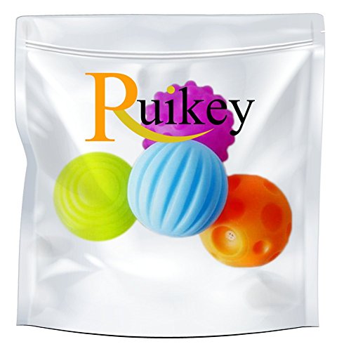 Ruikey Baby Tactile Play Ball with Sound Effect Early Developmental Toy 4pcs