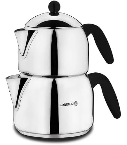 Korkmaz A221 Efendi Türkische Teekanne Teekocher Caydanlik Teapot 18/10 Cr,Ni Rostfrei Induktion