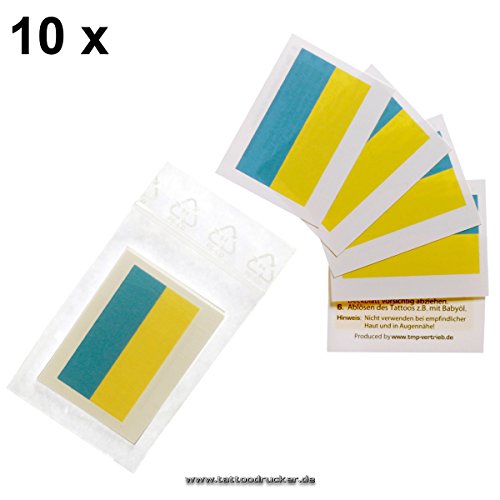 10 x Ukraine Tattoo Fahnen Fan Set – Ukraine Fanartikel – Ukraine Flag (10)