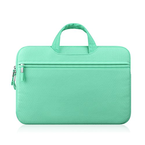 Yvonnelee Segeltuch Laptop Tasche Henkel Notebookhülle für Apple MacBook Air, Pro, Retina 11/ 11,6/ 12/ 13/ 13,3/ 15 Zoll mit Zubehörfach - Grün, M