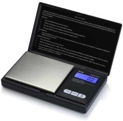 American Weigh Scales AWS-1KG-BLK Signature Series Black Digital Pocket Scale, 1000 by 0.1 G, With Seaside 500 Gram Stainless Steel Calibration Weight by American Weigh