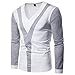 Produktbild Quaan Herren Herbst Winter Beiläufig V-Ausschnitt Patchwork Schlank Lange Ärmel T-Shirt Pollover Bluse Jacke Outwear Mantel Sweatshirt Windjacke Leder Kleidung Pelz gemütlich Warm