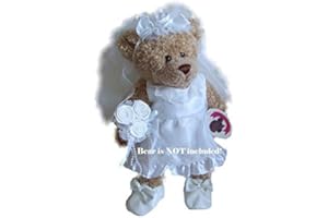 Build Your Bears Wardrobe Teddy Bear Clothes Wedding Bride Dress and Shoes fits Build a Bear Teddies (White)