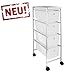Produktbild Rollbares Badregal Küchenregal Badtrolley Rollwagen Schubladenwagen Rollcontainer aus Metall Chrom - mit 4 Schubkästen Schubladen aus Kunststoff