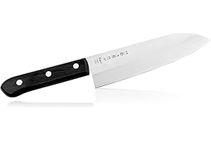Tojiro Western Knife - Couteau japonais de cuisine, avec lame en acier carbone VG10 3 couches très aiguisée, manche en bois écologique, provenant du Japon Santoku 170 mm
