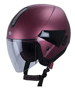 Steelbird Hi-Gn SBH-5 VIC Female High Impact ABS Material Shell Open Face Helmet with Plain Visor (Metallic Pink, S)