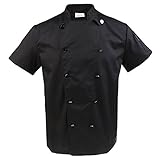 Unisex Doble Breasted manga corta chaqueta de cocinero abrigo Cook Hotel Uniforme
